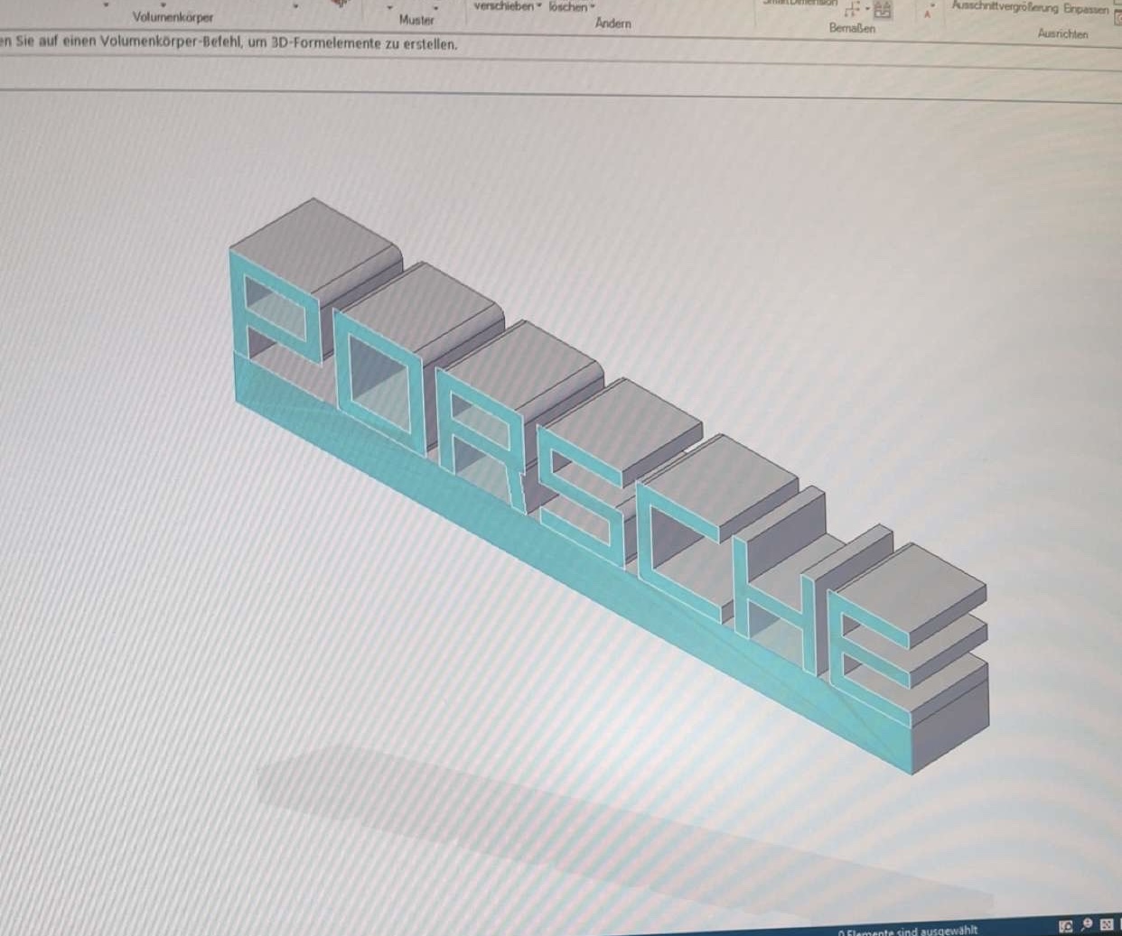 CAD-Modell Porsche Schriftzug in Solid Edge